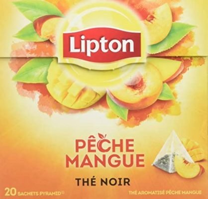 Lipton Thé Noir Pêche & Mangue, Label Rainforest Alliance 60 Sachets (Lot de 3×20 Sachets)