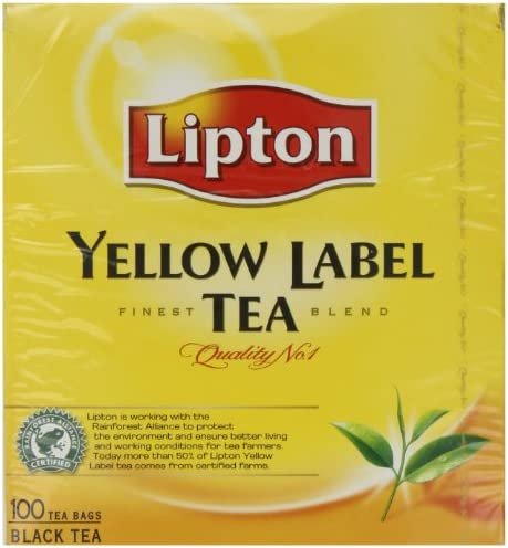 Lipton Thé noir Yellow, Certifié Rainforest Alliance, Lot de 3 x 100 sachets