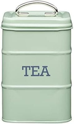 Living Nostalgia KitchenCraft – Boîte à Thé en INOX, Poignée en INOX, Style Vintage, Collection, 11 x 17 cm – Vert Pâle