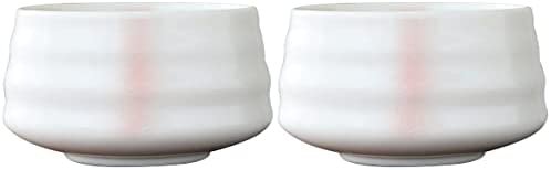 Luxshiny Matcha Tea Bol Japonais Tasse à Thé Japonais Style 2Pcs pour La Cérémonie de Thé Mino Style Kasumi Authentique Mino Ware