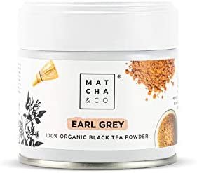 Matcha & CO Thé Noir Earl Grey [en Poudre] 100% Biologique 30 g. Thé Earl Grey Biologique. Thé Noir à l&rsquo;huile de bergamote 100% Naturel.