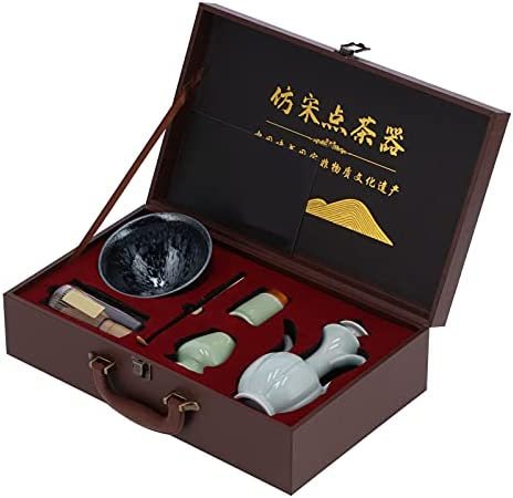 Matcha Fouet Set, Matcha Bowl Teacup Mat Caddy Matcha Tea Set pour Matcha Tea for Gift(Cent Fleurs)