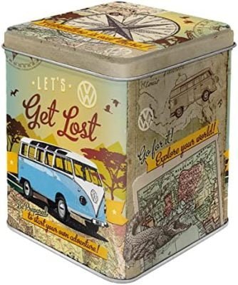 Nostalgic-Art Boîte à thé rétro, Bulli T1 – Let&rsquo;s Get Lost – Idée de cadeau pour le bus VW, pour thé en vrac et en sachets, Design vintage, 100 g