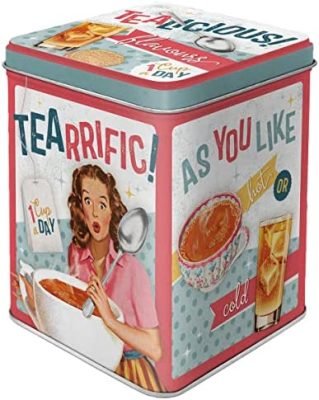 Nostalgic-Art Boîte à thé rétro, Tealicious & Tearrific – Idée de Cadeau pour la Cuisine, pour thé en Vrac et en sachets, Design Vintage, 100 g