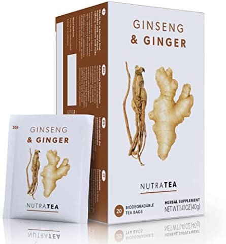 Nutra Tea – Thé au gingembre et au ginseng – 20 Sachets de thé enveloppés – Tisane Nutra Tea – Thé au gingembre et au ginseng – 20 Sachets de thé enveloppés – Tisane