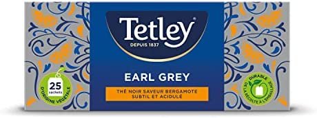 Tetley Thé Earl grey- Boîte de 25 sachets classiques