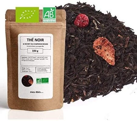 Thé Noir Bio ★ Brownie Baies Sauvages ★ Le Secret du Chaperon Rouge ★ Thé Noir en Vrac ★ Sachet 100g avec Zip ★ 40 Tasses ★ 100% Agriculture Biologique ★ Thé Noir de Qualité ★ Satisfait ou Remboursé ★