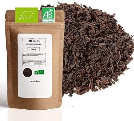 Thé Noir Bio ★ Thé Aromatique et Doux Très Plaisant ★ China op jinjing BIO ★ Thé Noir en Vrac ★ Sachet 100 grammes avec Zip ★ 40 Tasses ★ 100% Agriculture Biologique ★ Thé Noir de Qualité