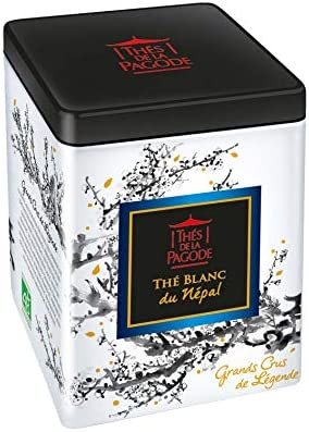 Thés de La pagode – Thé blanc du Népal bio – Thé blanc du Népal – Boite en métal de 50 grammes – Grand cru de légende – Thé en vrac bio