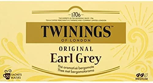 Twinings Of London Thé Original Earl Grey, aromatisé à la bergamate – Les 50 sachets, 100g
