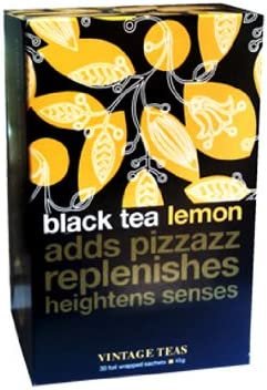 Vintage Teas Sachets de Thé Black Tea Citron Noir 30 Sachets 200 g