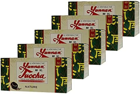 Yunnan Tuocha – Thé noir nature – Thé de Chine garanti d&rsquo;origine – 25 sachets individuels – 50g – Lot de 5