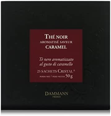 Pasticceria Passerini dal 1919 Dammann Caramel – Thé Noir aux Notes intenses de Caramel et Chocolat, 25 sachets Cristal – Dammann Frères