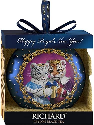 RICHARD TEA, YEAR OF THE ROYAL TIGER, THÉ NOIR DE CEYLAN EN FEUILLES DÉTACHÉES, COULEUR AMBRÉE, ARÔME RICHE ET GOÛT FORT DANS UN EMBALLAGE CADEAU DE COLLECTION, 20 G