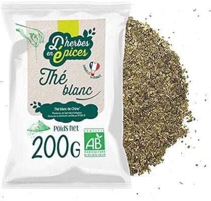 D&rsquo;HERBES EN EPICES | Thé Blanc Bai Mu Dan en brisures | Coupé finement | 200g | Thé de Chine en vrac | Certifié biologique & Commerce équitable
