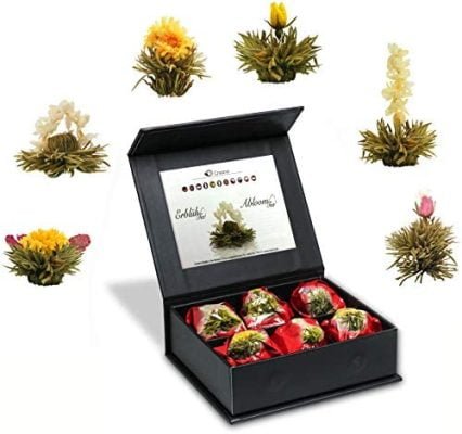 Creano Coffret Cadeau avec Fleurs de Thé dans Une Boîte Magnétique – Thé Blanc – 6 Fleurs de Thé avec 6 Sortes différentes