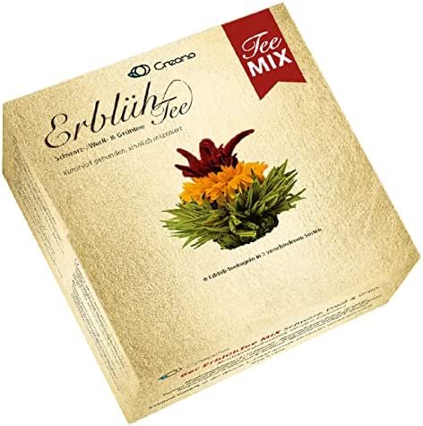 Creano Mélange de fleurs de thé – 6 Erblühtee thé blanc, vert et noir, fleur de thé, ErblühTee, cadeau pour femme