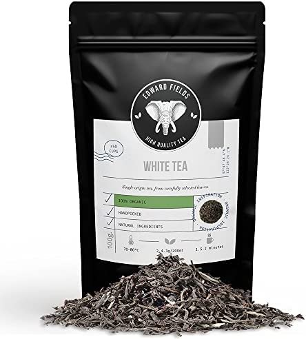 Edward Fields Tea ® – Thé blanc biologique en vrac d&rsquo;origine unique Vietnam. Thé Blanc bio récolté à la main avec des ingrédients naturels et écologiques, 100 grammes.