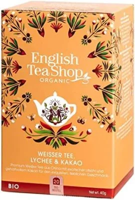 English Tea Shop – Thé Blanc Litchi & Cacao Bio – 20 sachets