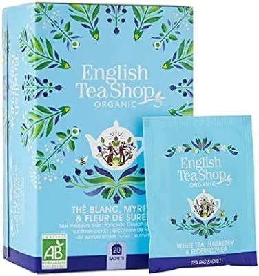 English Tea Shop – Thé Blanc Myrtille & Fleur de Sureau Bio – 20 Sachets