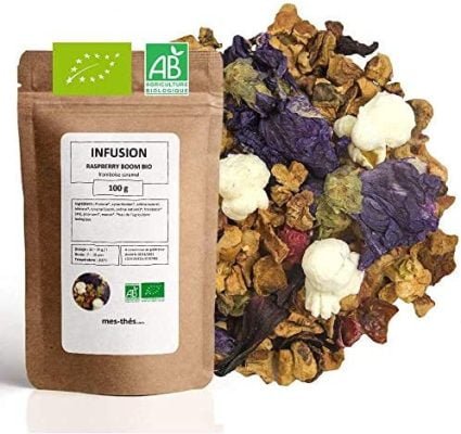 Infusion Bio ★ Framboise Caramel ★ Raspberry Boom ★ Infusions en Vrac ★ Sachet 100 grammes avec Zip ★ 40 Tasses ★ 100 % Agriculture Biologique ★ Infusions de Qualité ★ Satisfait ou Remboursé ★