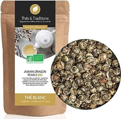 Jasmin Dragon Pearls – Thé blanc jasmin BIO | Sachet 50g vrac | Certifié Agriculture biologique