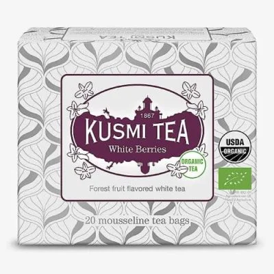 Kusmi Tea – White Berries bio – Thé Blanc aux Fruits des Bois (arômes 100% naturels Cassis, fraise, mûre) – Boite de 20 sachets