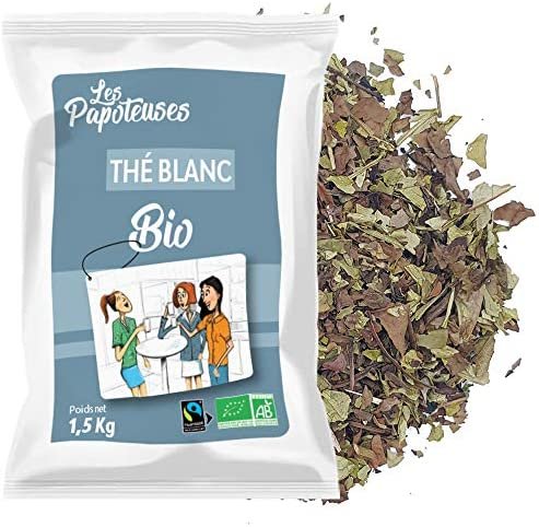 LES PAPOTEUSES | Thé Blanc Bai Mu Dan en feuilles entières | 1,5 kg | Thé Blanc de Chine | Certifié biologique et Commerce équitable