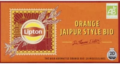 Lipton Thé noir aromatisé orange Jaipur bio – Les 20 sachets, 34g