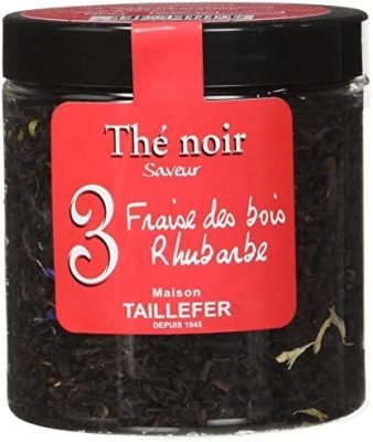 Maison Taillefer Thé Noir Fraise des Bois Rhubarbe Pot 60 g – Lot de 4