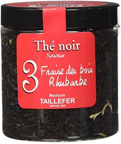 Maison Taillefer Thé Noir Fraise des Bois Rhubarbe Pot 60 g – Lot de 4
