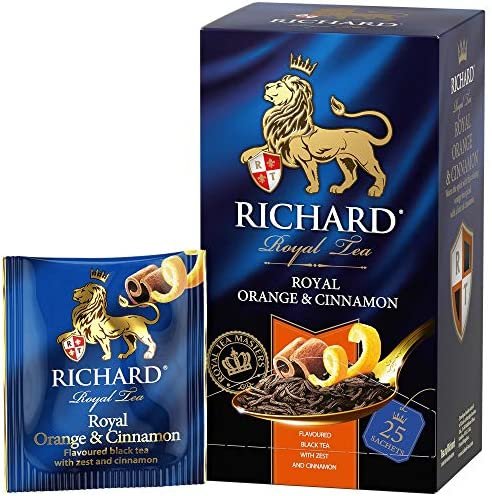 RICHARD TEA, ROYAL ORANGE & CANNELLE, THÉ NOIR PARFUMÉ À LA CANNELLE ET À L&rsquo;ORANGE, 25 SACHETS