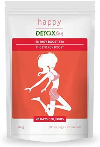 Thé Energy-Boost – Happy Detox Tea – Cure de 4 semaines – 28 sachets – Boisson Énergisante Naturelle – Sans Sucre – Vegan