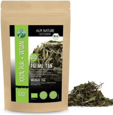 Thé Pai Mu Tan bio, Thé blanc Pai Mu Tan, Thé Pai Mu Tan Biologique issu de l&rsquo;agriculture biologique contrôlée, thé blanc coupé Pai Mu Tan bio (100 GR)