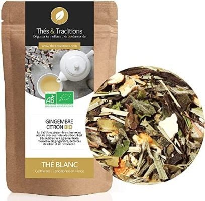Thé blanc Bio Gingembre Citron | Sachet 100g vrac | Certifié Agriculture biologique