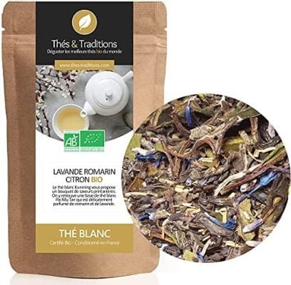 Thé blanc Lavande Romarin Citron BIO Sachet | 100g vrac | Certifié Agriculture biologique
