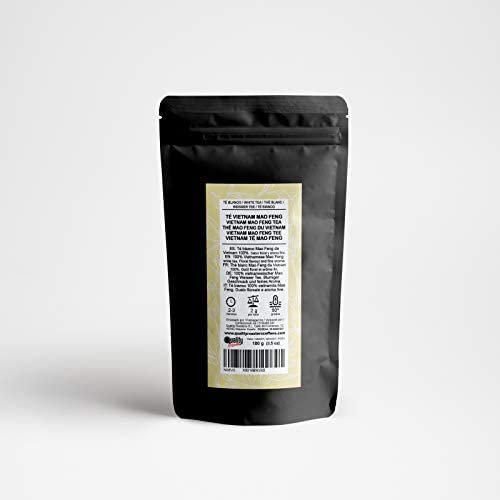 Thé blanc. Vietnam Mao Feng. Infusion jaune-vert clair. Saveur florale et arôme fin. Haute qualité. Antioxydant. Diurétique. 100 g