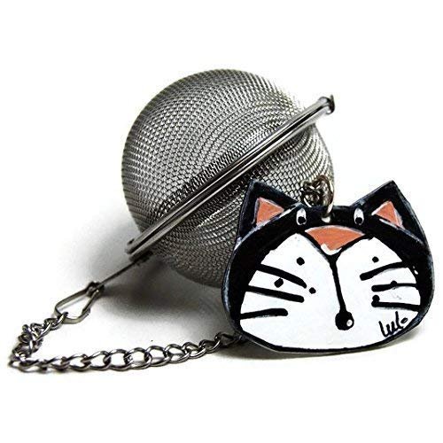 Boule à thé en inox avec tête de chat noir et blanc Boule à thé en inox avec tête de chat noir et blanc