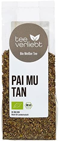 FRUTEG Bio Pai Mu Tan Tea Tea 75 g Couper | Thé blanc organique des feuilles en tranches en vrac de l&rsquo;agriculture biologique contrôlée | Divers mélange de thé frais | Thé blanc Pai Mu Tan 75g