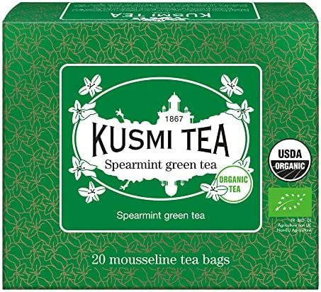 Kusmi Tea – Thé Vert à la Menthe BIO – À Déguster Chaud ou en Thé Glacé – Boisson Désaltérante Traditionnelle – Véritables Feuilles – Boîte Métal 100 g – Environ 40 Tasses