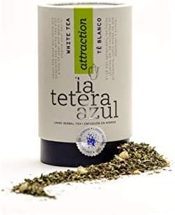LA TETERA AZUL – Premium thé blanc Pai Mu Tan thé blanc à la poire et la pomme. Boîte en vrac 80 grammes pour 53 Infusions.