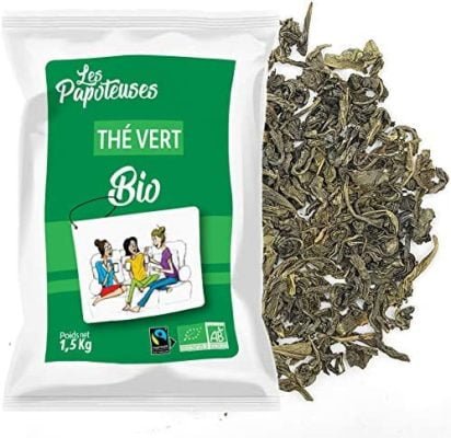 LES PAPOTEUSES | Thé Vert Chun Mei en feuilles entières | 1500g | Thé Vert de Chine| Certifié biologique et Commerce équitable