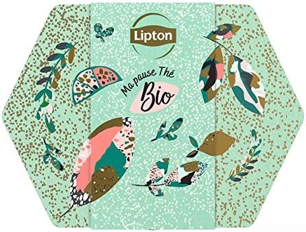 Lipton Coffret En Métal, Assortiment de 7 Thés Aromatisés & Non-Aromatisés, noir et verts, 100% Bio, Idée Cadeau Fête Des Grands-Mères, 48 Sachets Pyramid