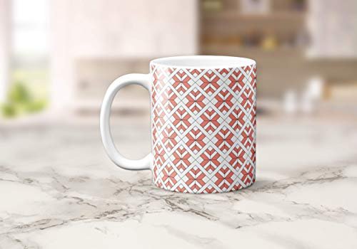 Mug design géométrique en corail et blanc, tasse à thé ou à café