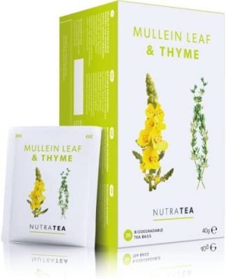 NutraTea – Tisane de feuilles de molène et de thym | Tisane de molène | Thé à la molène pour les poumons et la gorge – 40 Sachets de thé enveloppés – Tisane – (2 paquets)