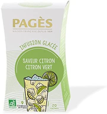 PAGÈS – Infusion glacée BIO Citron Citron Vert – Lot de 4 boites de 20 sachets