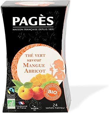 PAGÈS Thé Vert Mangue Abricot Bio 43,2 g 24 sachets