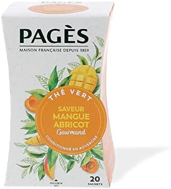 PAGÈS – Thé vert Mangue Abricot – Lot de 4 boites de 20 sachets