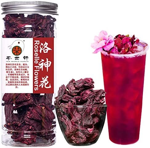 Plant Gift Roselle Hibiscus Grade Supérieur | Fleur Hibiscus pour , Thé glacé, Infusion et Tisane, Fleurs d&rsquo;Hibiscus Séchées séchées aux soleil (pas lyophilise), naturelle pure de fleurs 50G/1.76oz