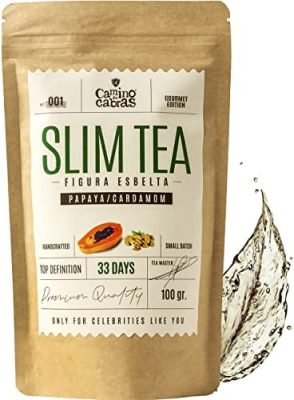 SLIM TEA – Thé minceur & Draineur – Tisane minceur & Detox – The vert, blanc, thé Pu Erh, Mate, Gingembre, Ortie, Hibiscus, Papaye, Pissenlit, Tulsi, Rooibos et cardamome – Antioxydant naturel 100g